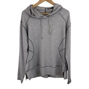 MTA Sport Black & White Striped Long Sleeve Hoodie Sweatshirt Womens Size Large